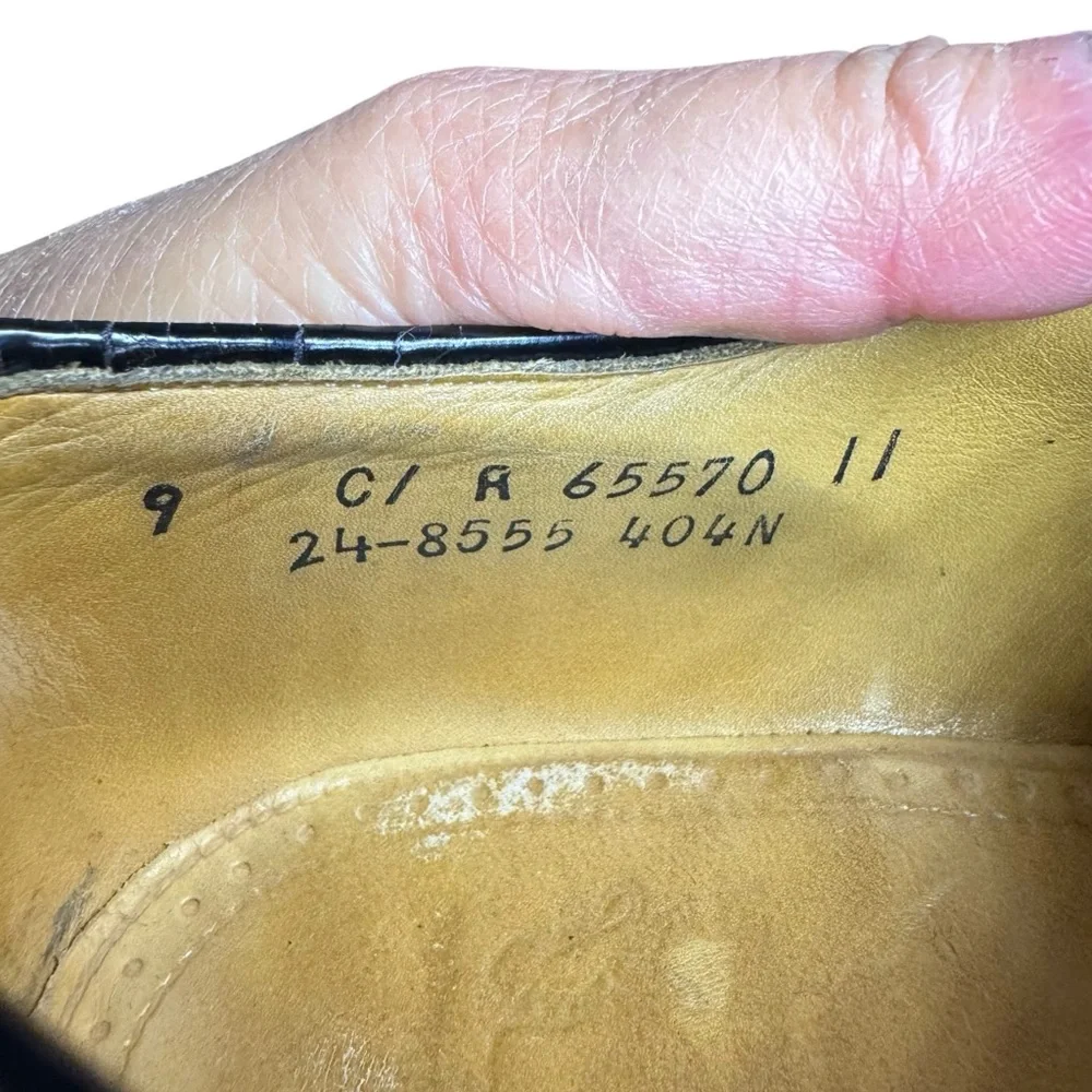 Johnston & Murphy Mens Black Crown Aristocraft Wingtip Oxford Leather Shoes Sz 9